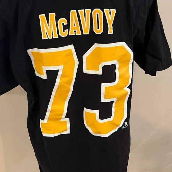 ADIDAS NHL T SHIRT BOSTON BRUINS CHARLIE MCAVOY BLACK SIZE MEN'S L - Picture 4 of 5